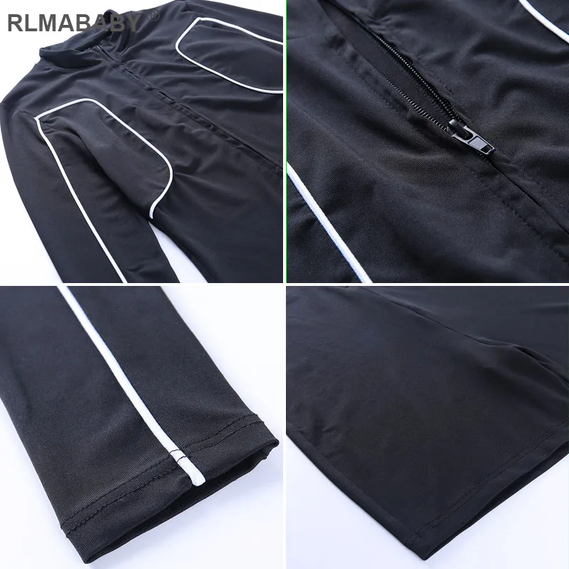 

RLMABABY Skinny Zipper Stripped Long Sleeve Playsuit Autumn New Fitness Rompers Jumpsuit Slim Casual Sport Sexy Women Playsuit
