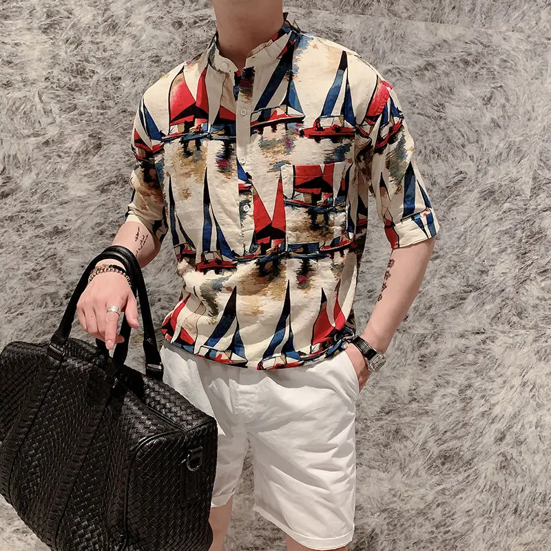 

Printing Summer 2020 Slim Size Men's Short Sleeve Shirt Big Size Men Shirt Casual Shirt Formal Business Dress Shirts Streetwear