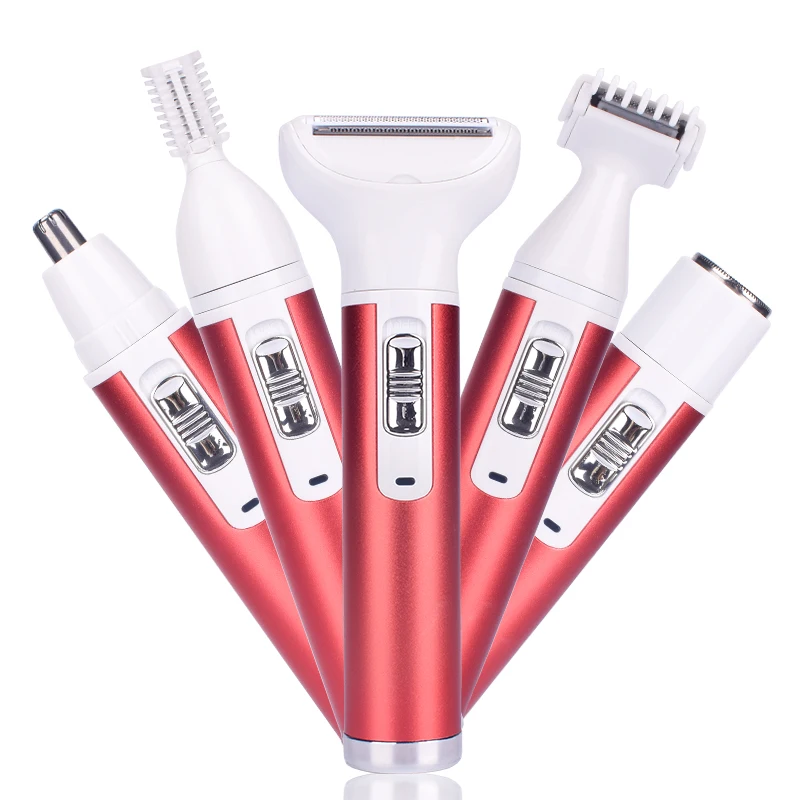 Comprar 5 En 1 Mujeres Eléctrica Depiladora Bikini Cejas Nariz Recortadora Para Mujer Depilación Facial Cara Cuerpo Indoloro Cuchilla De Afeitar Femenina Depiladora