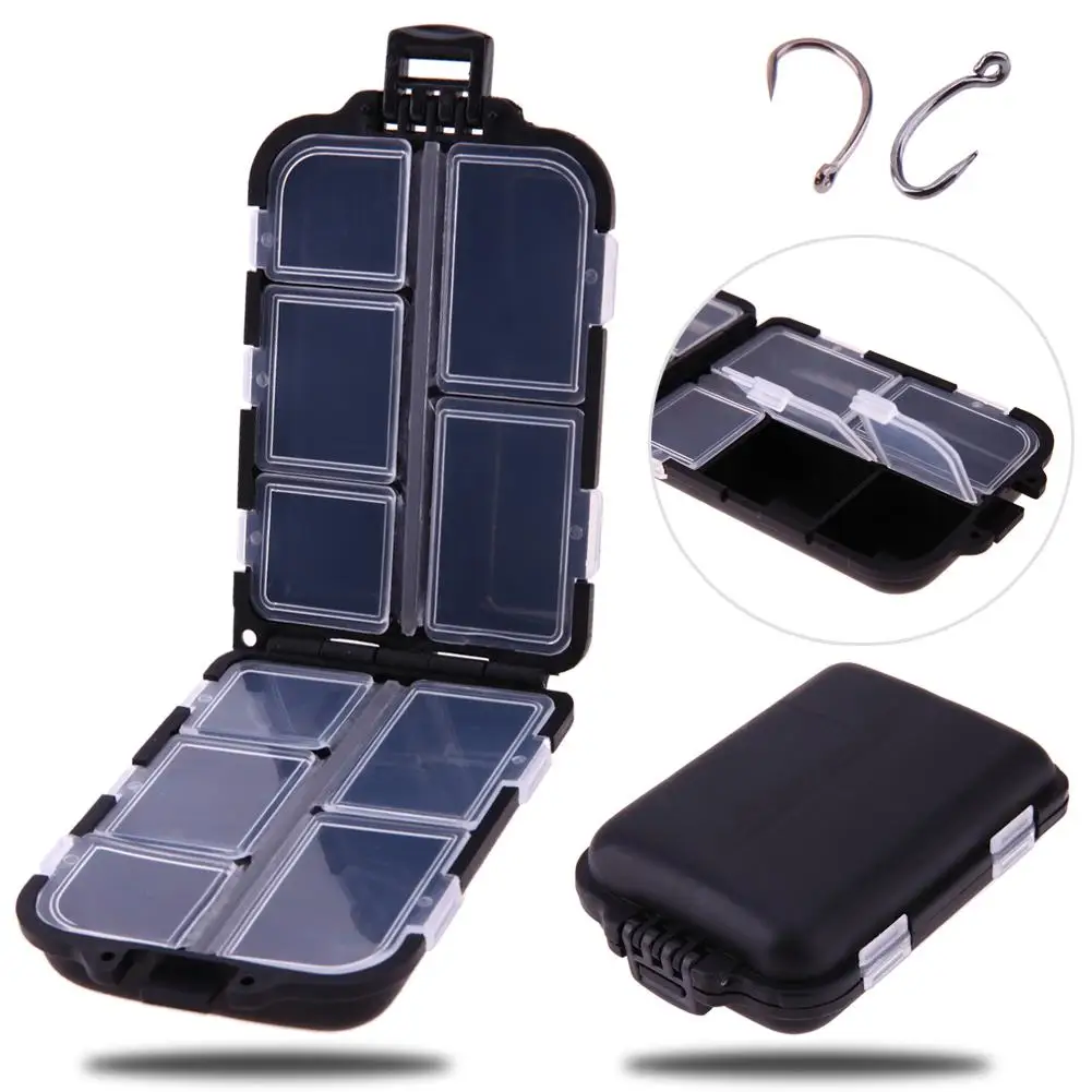 10 Compartments Storage Case Box Plastic Fishing Lure Spoon Hook Bait Tackle Small Accessory Square Fishhook | Дом и сад