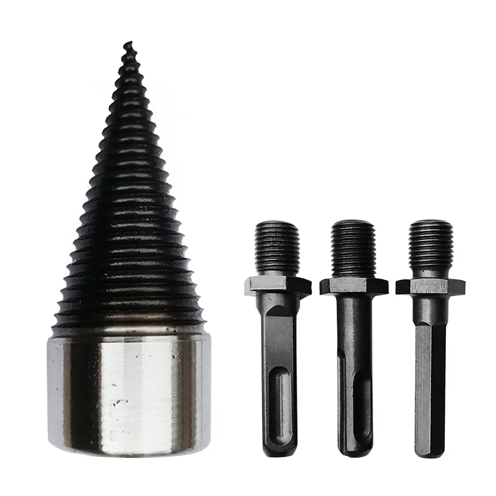 

4pcs Wear Resistant Household Firewood Drill Bit Set Screw Cone Driver Punch Tool Heavy Duty Splitting Wood Durable Easy Install