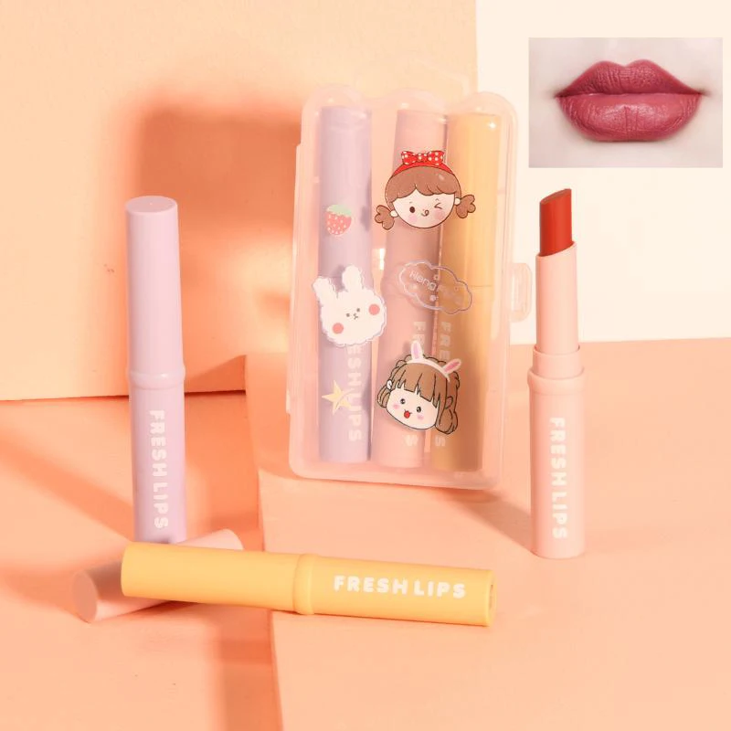 

Набор бархатной матовой помады, 3 шт., водостойкая стойкая антипригарная круглая красная помада, Красивая Косметика для макияжа TSLM1