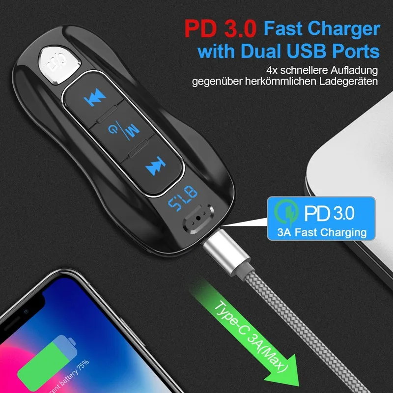 Новый складной автомобильный FM Bluetooth передатчик 5 0 MP3 музыкальный плеер PD3.0