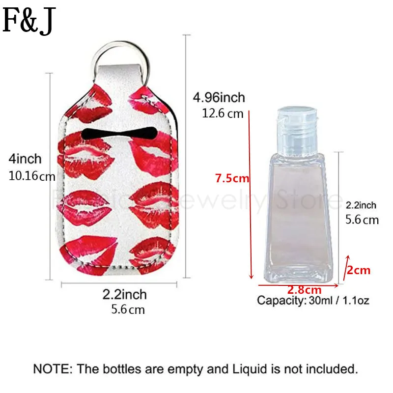 

1 Set Hand Sanitizer Keychain Holder Travel Bottle Refillable Containers 30ml Flip Cap Reusable Bottles with Keychain Carrier