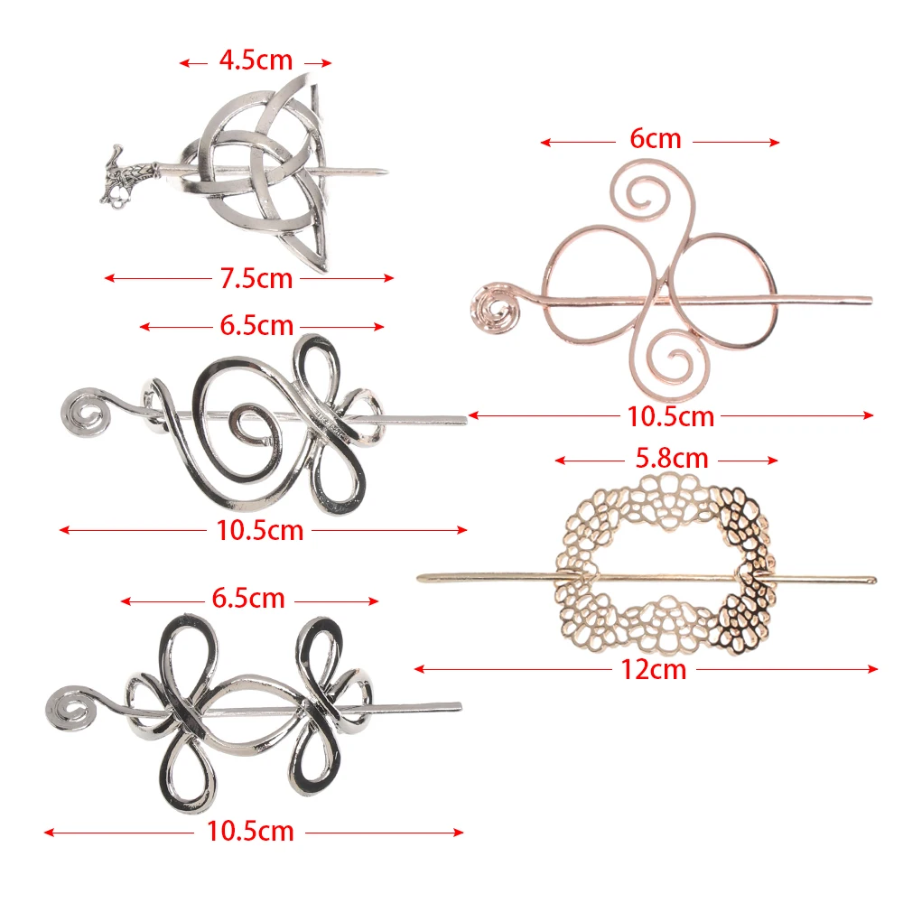 Vintage Celtics Knots Thistle and Thorns Hairpins Antique Silver Metal Stick Slide Hair Clips Women Accessories Jewelry | Красота и