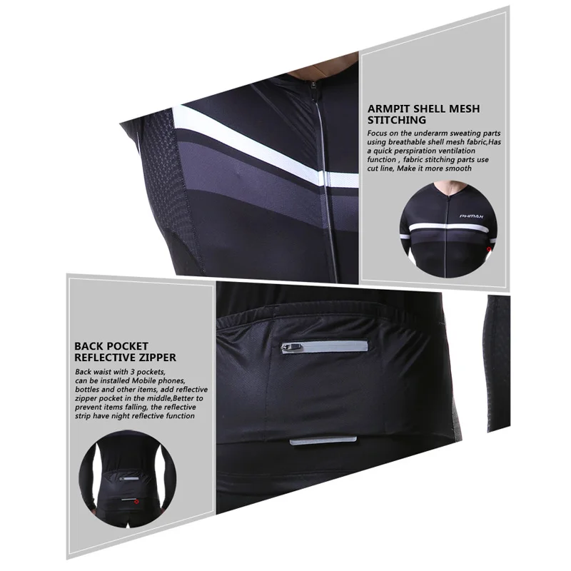 PHMAX с длинным рукавом Майки для велоспорта дышащая одежда горного велосипеда