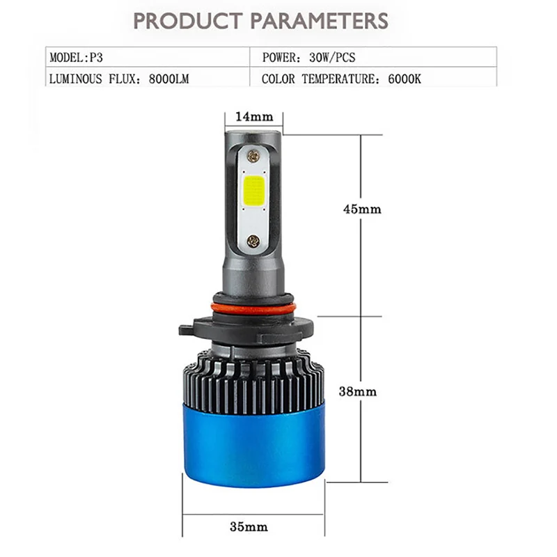 CARCTR 2 шт. H4 H7 светодиодный фар автомобиля лампы H1 H8 H9 огни H11 9006 9005 фары 8000LM 36W 6500K