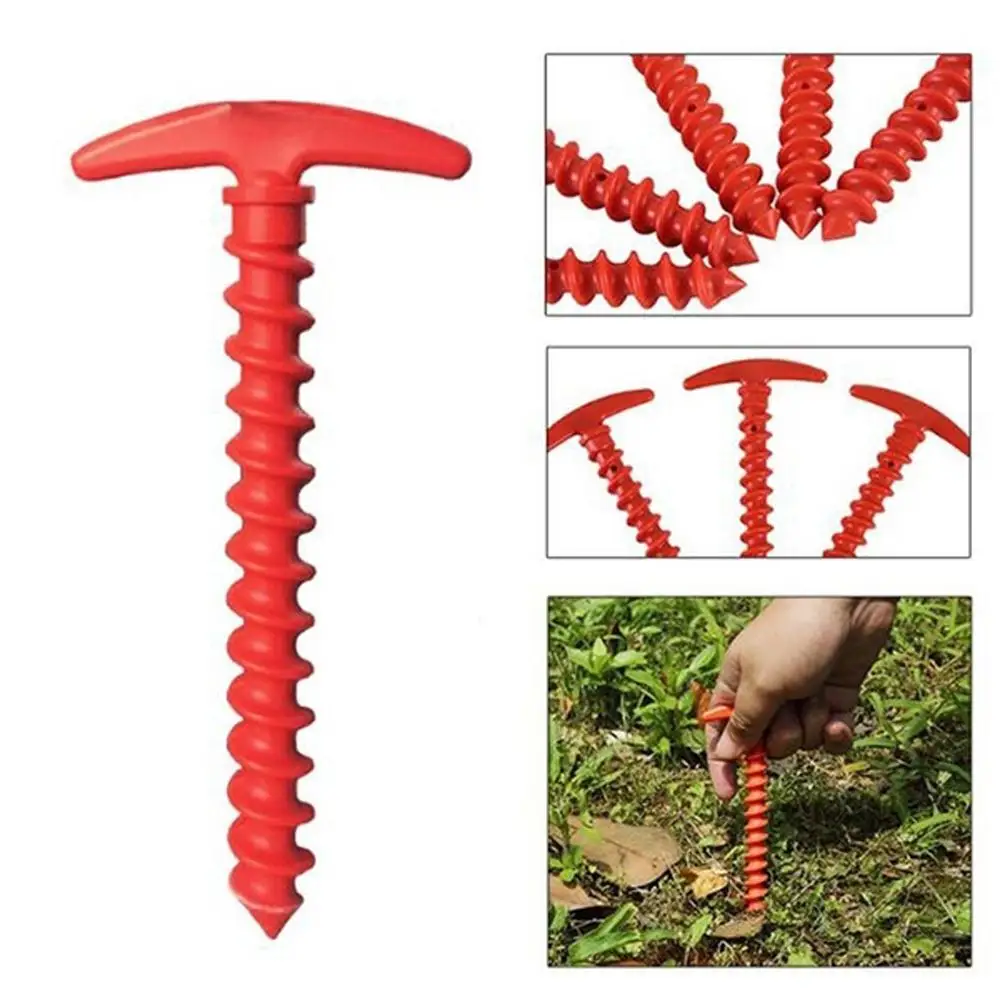 

1/5pcs Tent Spiral Ground Nails Hiking Moisture Pad Convenient Tent Stakes Screw Peg Nylon Economic Snow Nail Plastic Nails