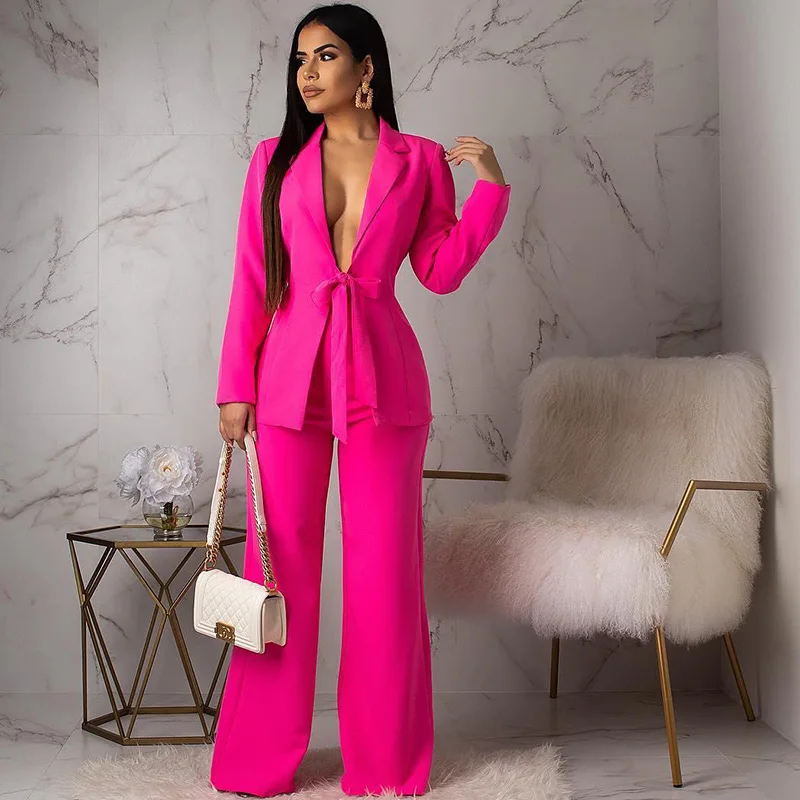 Женский офисный комплект из двух предметов привлекательный пиджак с отложным