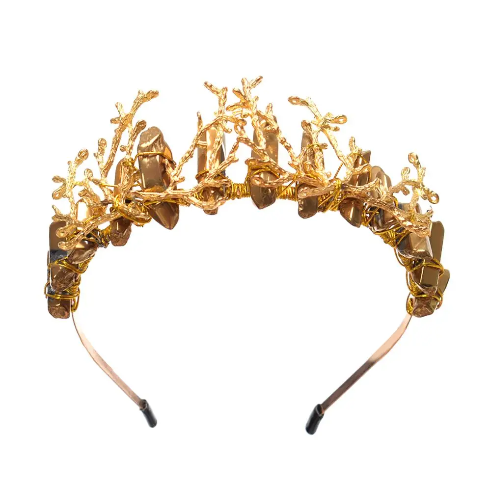 Raw Crystal Headpiece Quartz Tiara Mermaid Crown Wedding Bridal Headband Headdress | Hair Claw