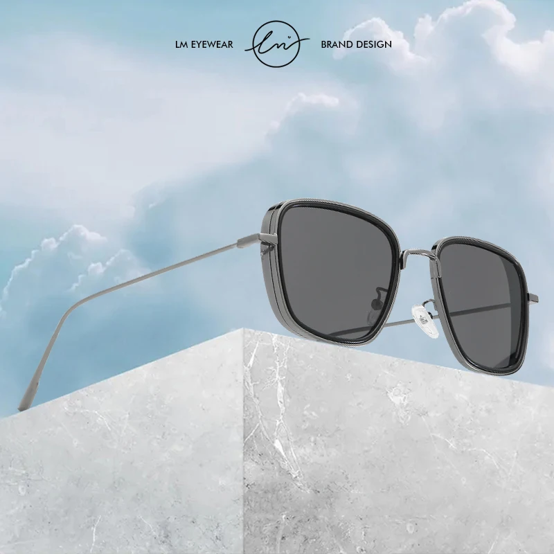 

LM Men's Sunglasses Polarized Luxury Brand Design Anti-glare Gradient Lens 2021 New Driving Punk Square Sun glasses Women UV400