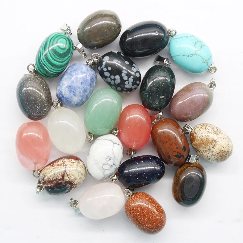 

2020 Trendy Hot Mixed Natural Stone Oval Pendant TR-002 Necklace Pendant 50 Wholesale, Free Shipping