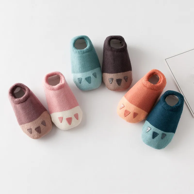 Calcetines antideslizantes para beb&eacute;, medias gruesas y c&aacute;lidas de algod&oacute;n para ni&ntilde;o y ni&ntilde;a, de goma, con dibujos de animales, de 0 a 3 a&ntilde;os, para Oto&ntilde;o e Invierno-3