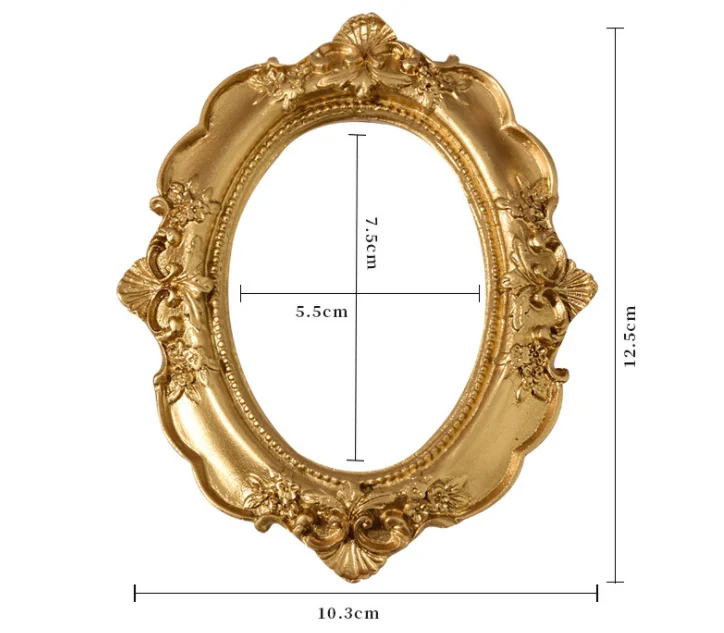 

Retro Rectangle Resin Picture Frame Golden Mini Photo Frame Desktop Ornament Jewelry Display Frame for Bedroom Home Decor