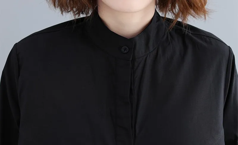 Женская блузка с воротником стойкой длинным рукавом и рюшами|Блузки| |