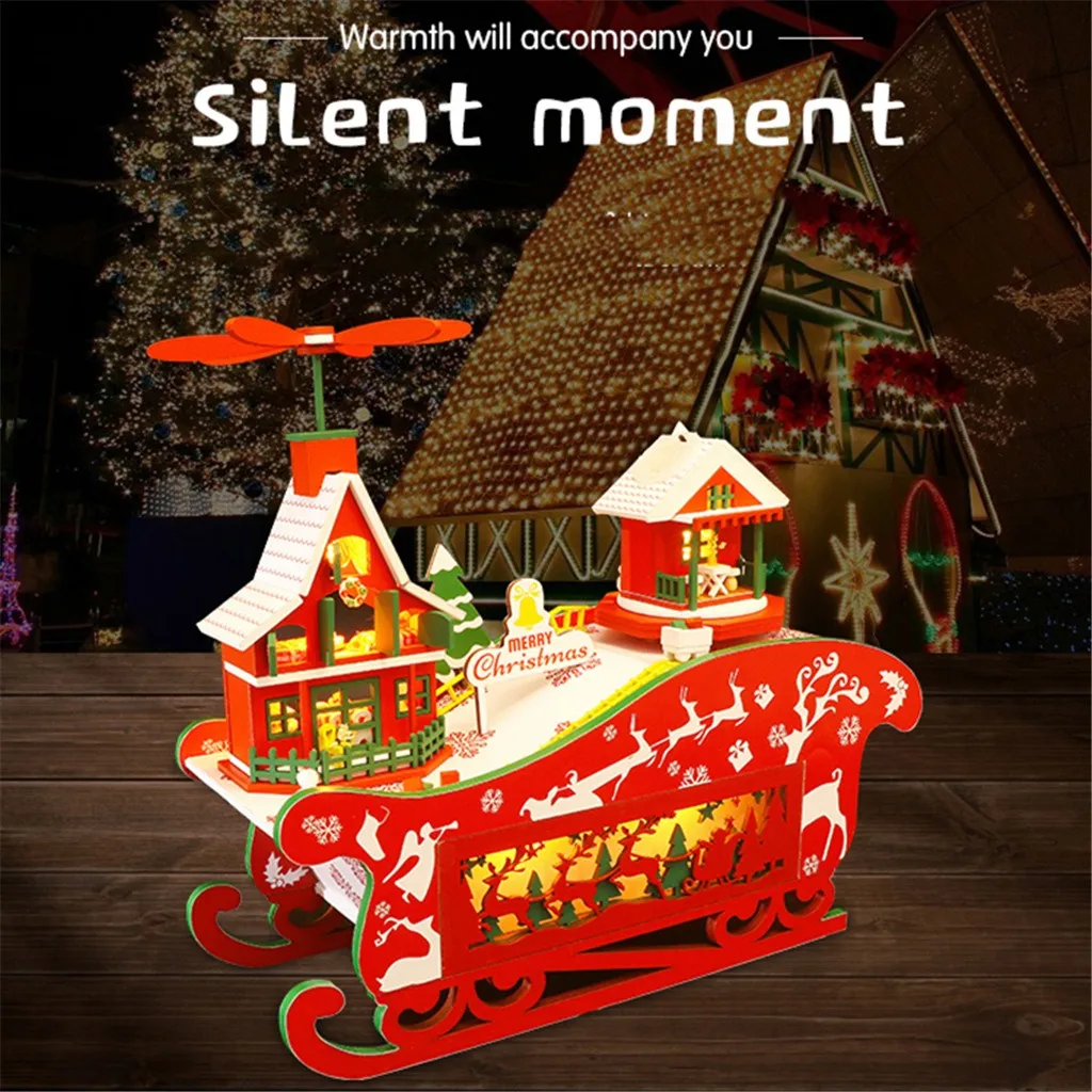 Рождественская ветряная мельница "сделай сам" Миниатюрный Музыкальный светильник, кукольный домик, модель деревянного ремесла, миниатюры, украшение для дома, куклы, игрушечные дома, детский подарок