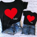 Одинаковая одежда с принтом LOVE для всей семьи, хлопковая футболка, короткие топы, футболки, семейный образ, кавайная дочь, летняя одежда для мамы и ребенка