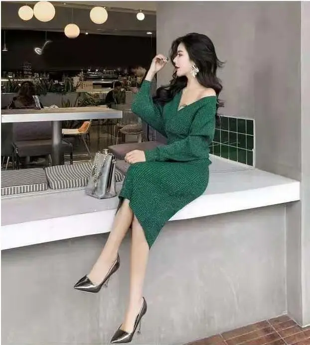 Весна Осень шикарный вязаный комплект из 2 предметов женский модный сексуальный