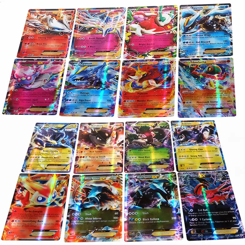 Caja de cartas de Pokemon MEGA EX para ni&ntilde;os, TAKARATOMY, juegos de batalla, comercio, colecciona tarjetas brillantes, juguete de regalo, superventas, 100 Uds.-5