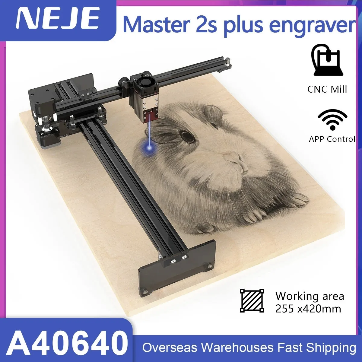 NEJE Master 2S Plus A40640 N40630 255 x420mm cnc Desktop mini wireless Laser Engraver, Cutter, Wood Router, Cutting Machine enlarge