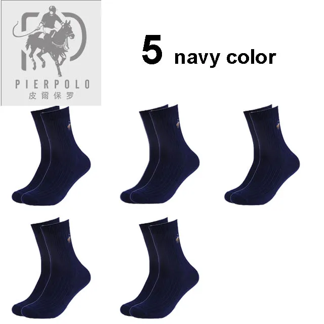 5 pairs of navy PIER POLO Cotton Sock Warm High Quality Men Dress Socks Calcetines Hombre Socks Business Winter Men gifts size39-44 sokken 5pair - Цвет: 5 pairs of navy