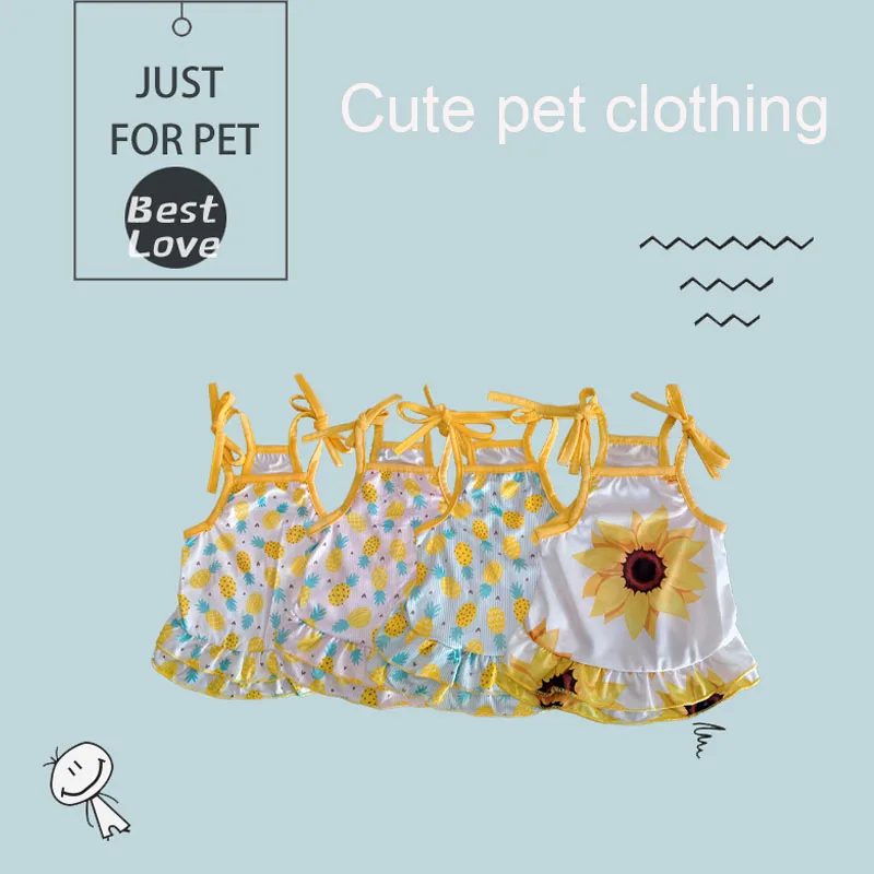 Платье слинг для собак с принтом ананасов тонкая летняя одежда щенков маленьких