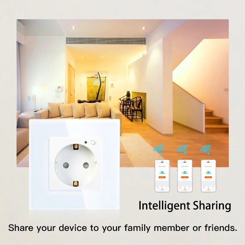 WiFi умная настенная розетка стеклянная панель Smart Life/Tuya APP дистанционное
