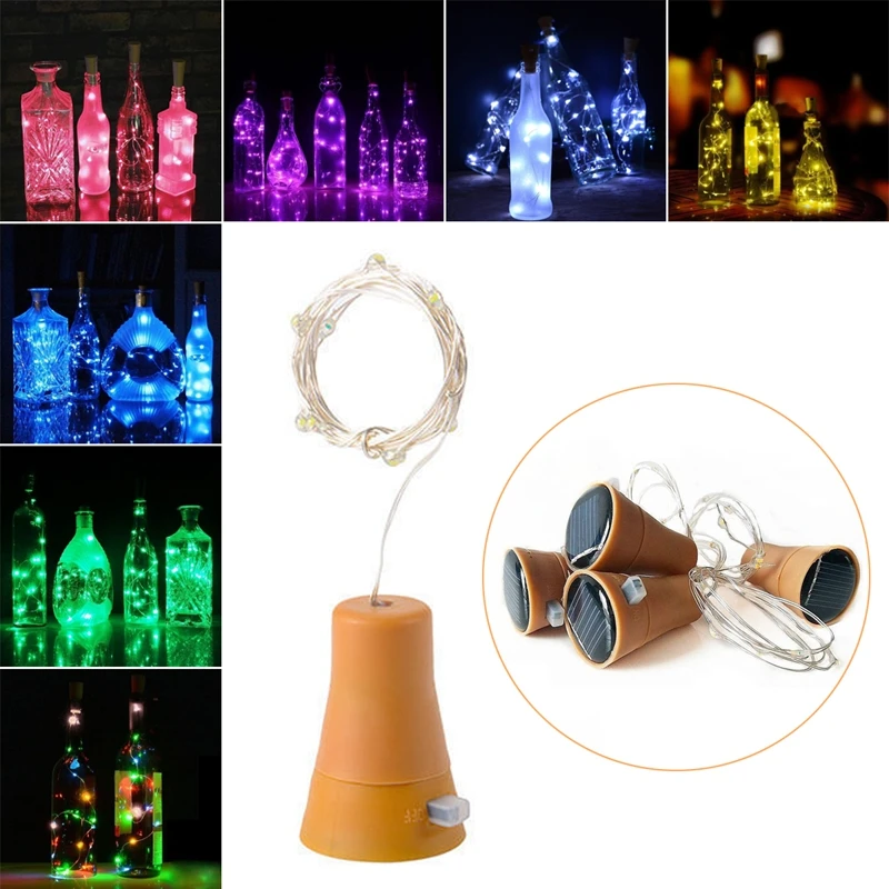 ABUI-1PCS Солнечный 2 м светодиодный светильник в форме пробки 20 для ночной Феи Kork