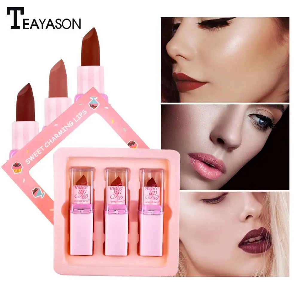 3 шт./компл. набор бархатных матовых помад для губ увлажняющая питательная