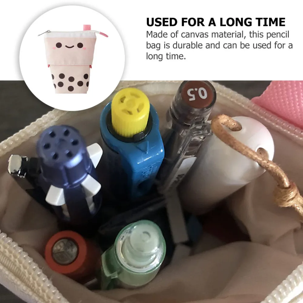 

1pc Cartoon Canvas Pencil Bag Creative Pen Holder Telescopic Pencil Pouch