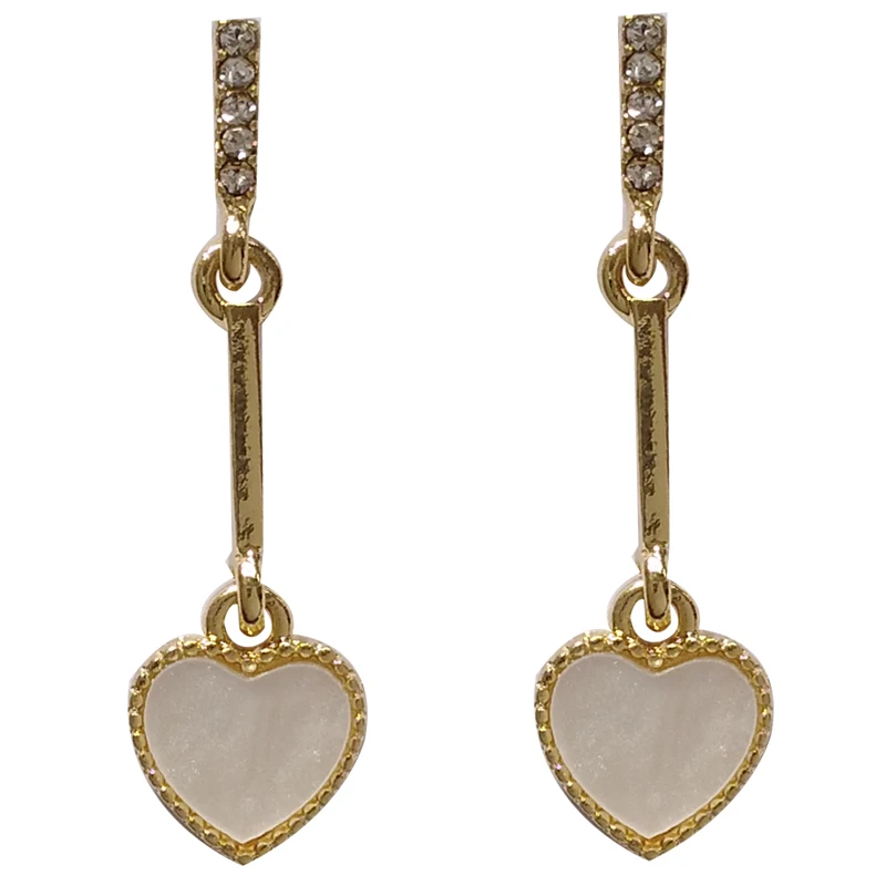 

S925 needle Sweet Jewelry Heart Earrings 2021 New Style Metal Golden Plating High Quality Crystal Love Drop Earrings For Girl
