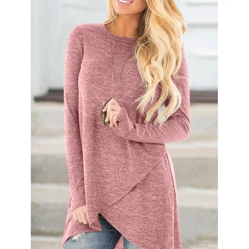 

Women's Autumn Pullovers Tee Shirts Clothing Lady Solid Casual Streetwear Long Sleeves Elegant Famale Sexy Pregnant Loose Tops