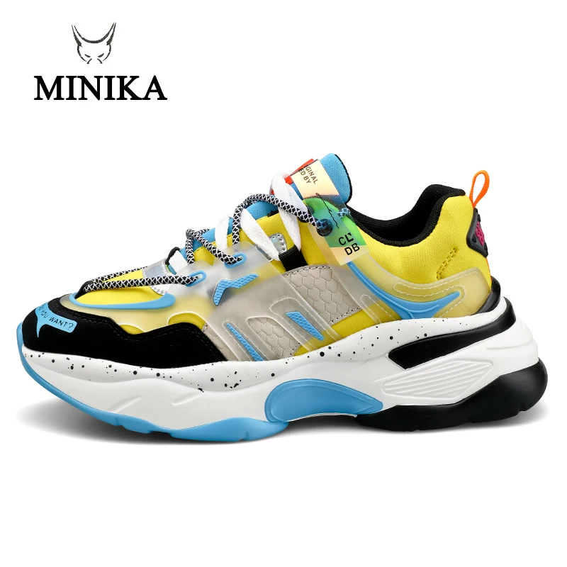 Стильные желтые кроссовки для бега мужские светильник обувь прогулок дышащие