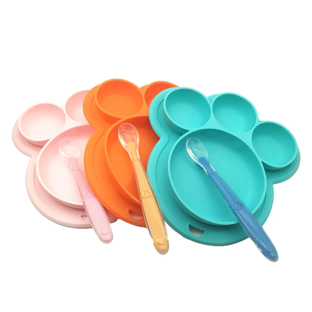 Детская силиконовая тарелка тарелки для кормления без БФА тренировочная посуда