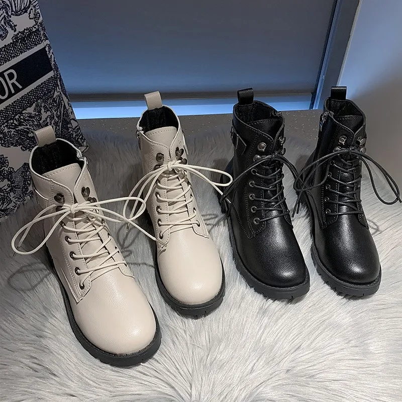

Winter Martin Boots Women's 2021 New Women's Shoes British Style Casual Boots Women's Increased Leather Short Boots Women's Tide