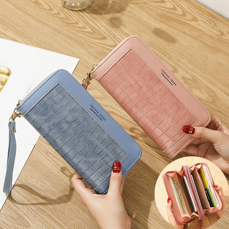 

New Arrival women's Fashion Long Wallet Luxury PU Leather Snake Grain Clutch Purse Multi-function Card Holder Coin Purse