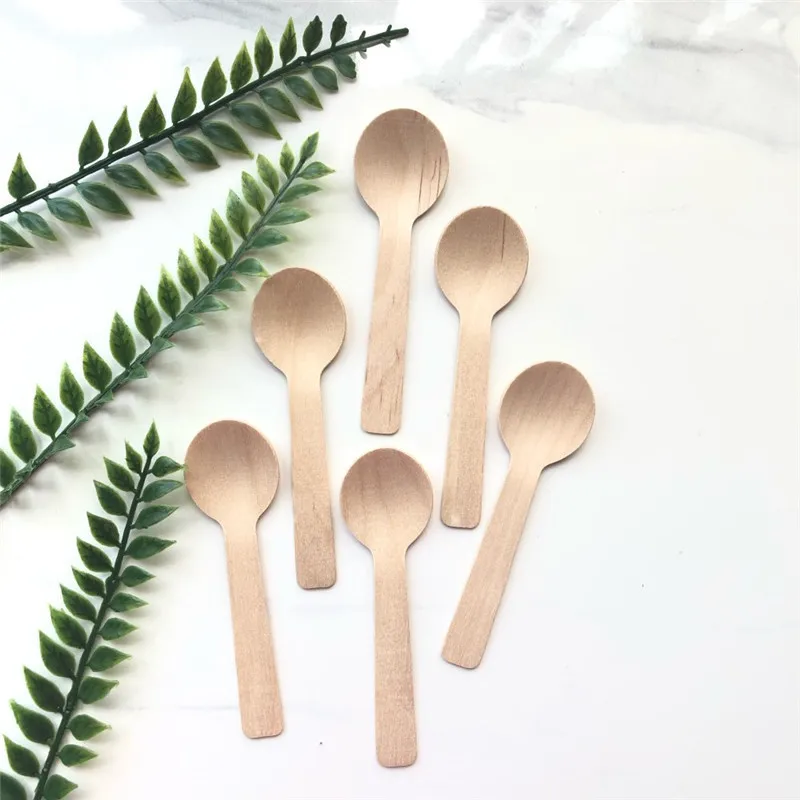 Одноразовая деревянная ложка мини-ложка для мороженого десертная Западная