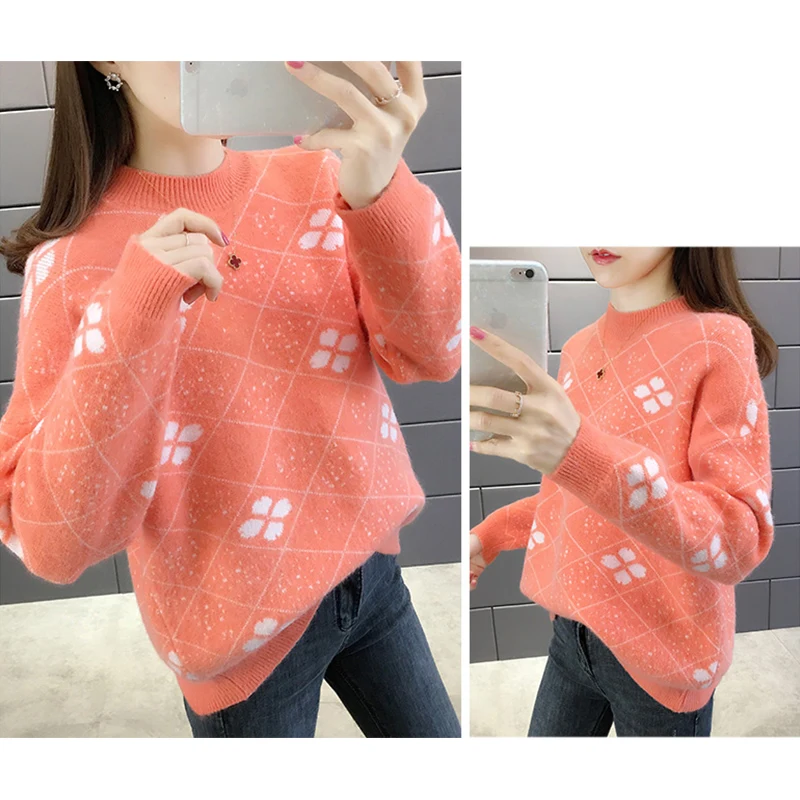 TIGENA 2019 Fall Winter Women Sweaters and Pullovers Korean Fluffy Cute Long Sleeve Sweater Female Green Blue Jumper | Женская одежда