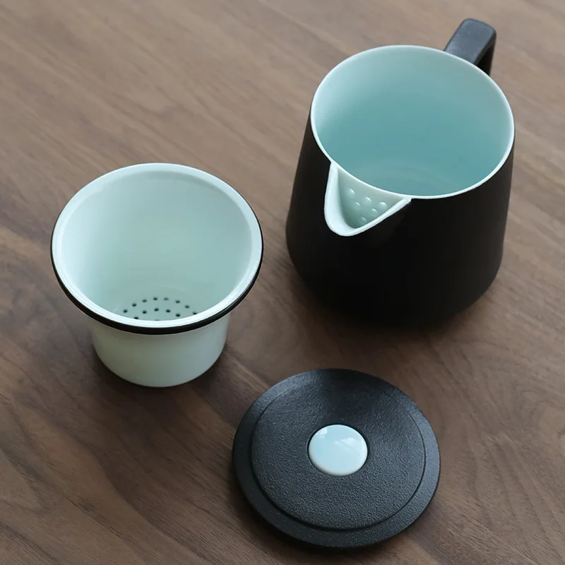 

Travel Tea Set 1 Teapot 4 Cups Making Cup Portable In-car Ceramic Tea Ware with handbag