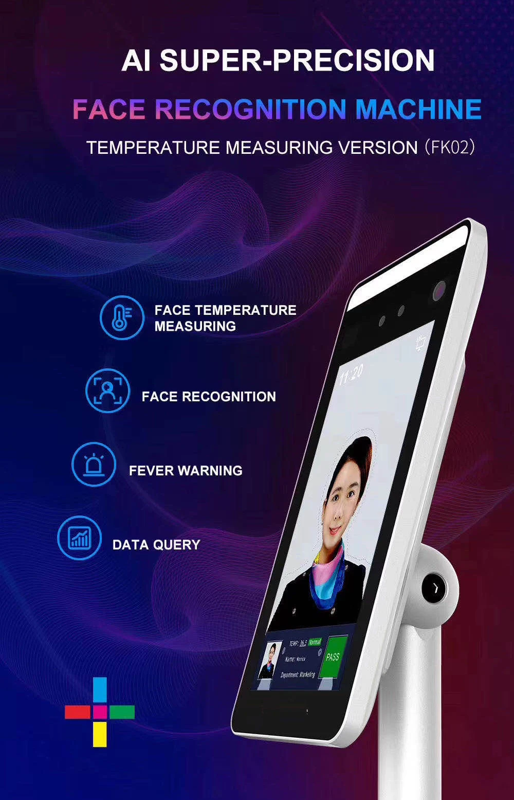 AI Thermal Camera Face Recognition Body Temperature Detect Monitoring Camera Voice Alarm Facial Access Control Time Attendance