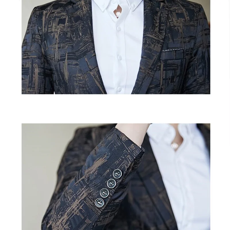 2019 Male business Suite Autumn Classic Brand Blazer Men Single Button Casual Print Slim Fit Business Suit Jackets size S-5XL | Мужская