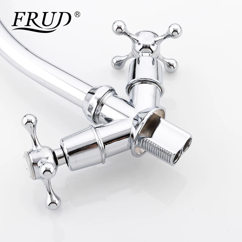 FRUD горячая Распродажа, кухонный кран на бортике, двойная ручка, 360 градусов, для горячей и холодной воды, аксессуары для раковины, смеситель robinet cuisine R40108