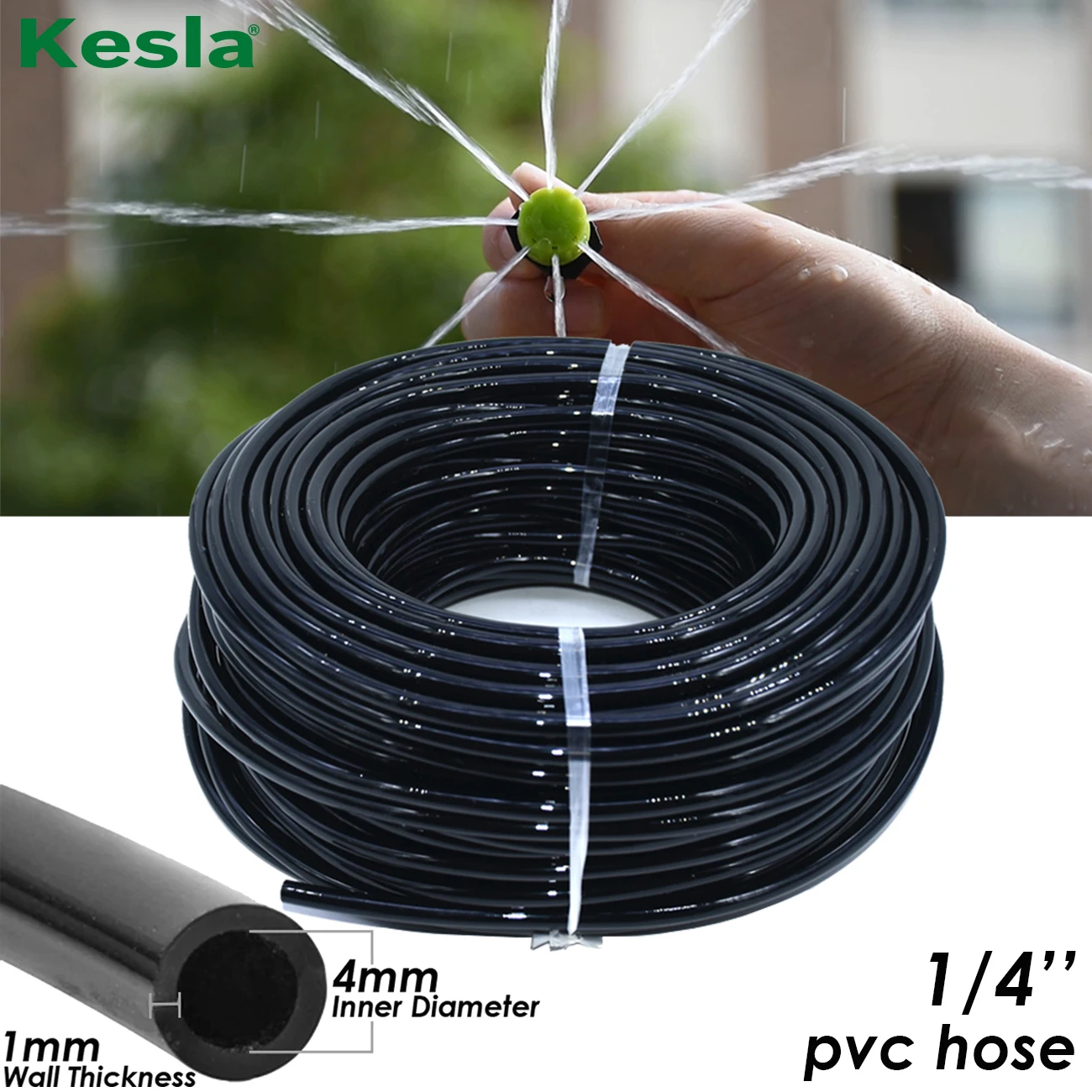 

KESLA 10m-30m Watering Hose 1/4'' Garden Drip Tubing Pipe 4/7mm PVC Hose Irrigation Systems Kits for Greenhouses Lawn Balcony