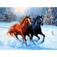 animal horse diy embroidery 11ct cross stitch kits needlework craft set cotton thread printed canvas home decoration hot sell