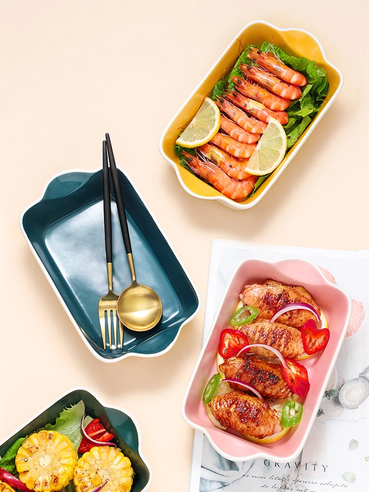 

Двойная тарелка для запекания риса керамическая Скандинавская Европейская домашняя тарелка креативная посуда духовка