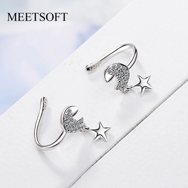 MEETSOFT 925 пробы серебряные антиаллергенные серьги клипсы для женщин модные