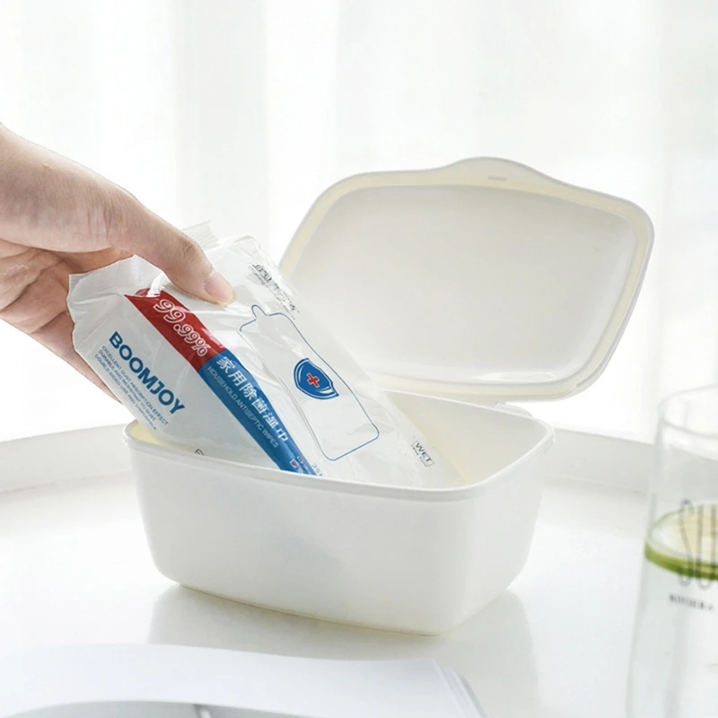 

Wet Wipes Storage Box Flip Cover Dustproof Baby Wet Wipe Dispenser with Stickers