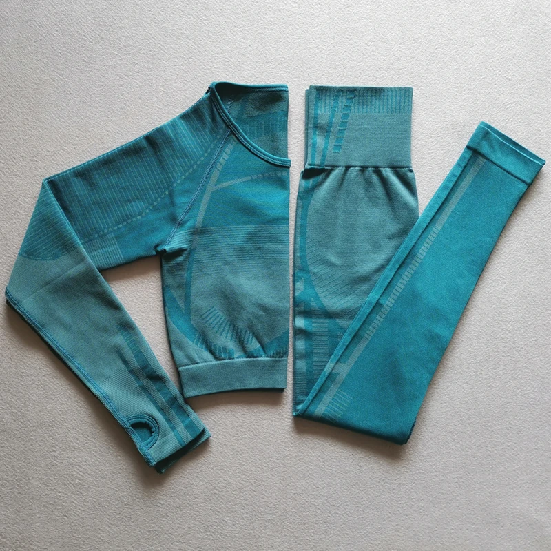 Новый женский бесшовный комплект для йоги спортивные костюмы фитнеса одежда