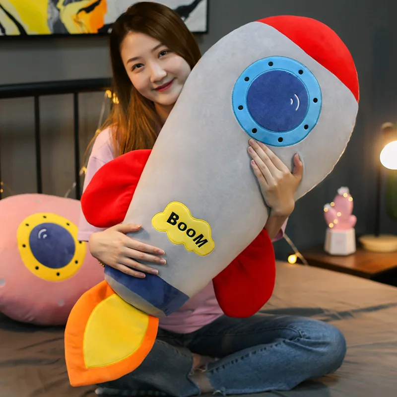 

Cute Fashion Creative Rocket Pillow Plush Toys Stuffed Soft Space Plane Long Pillow for Girls Bed sleeping Cushion Birthday Gift