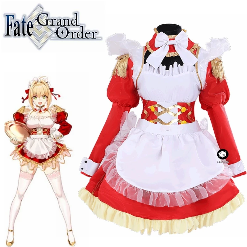 

Nero Claudius Cosplay Fate/большой заказ FGO Косплей Рождественский Женский костюм для девочек женское платье горничной с чулками Индивидуальный размер